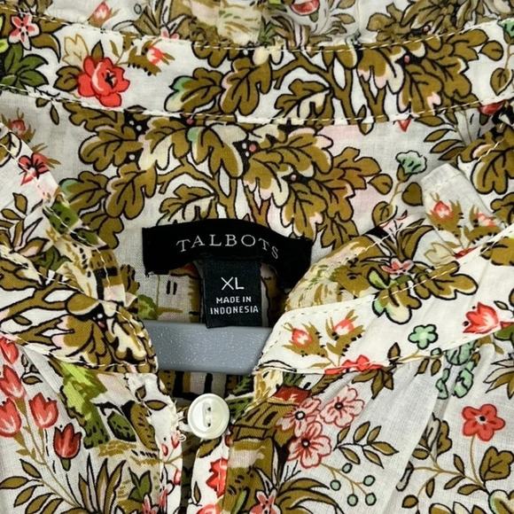 Talbots New Women’s XL Long Sleeve Lightweight 1/2 Button Countryside Print Top - Picture 3 of 8